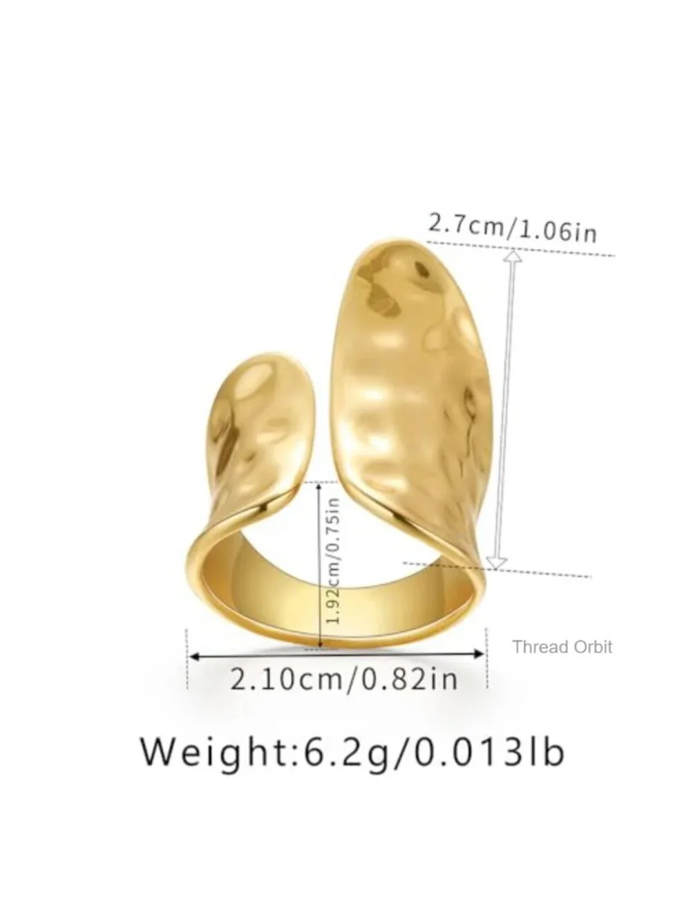 Hammered Statement Ring for Women Chunky Open Adjustable Ring Fashion Jewelry